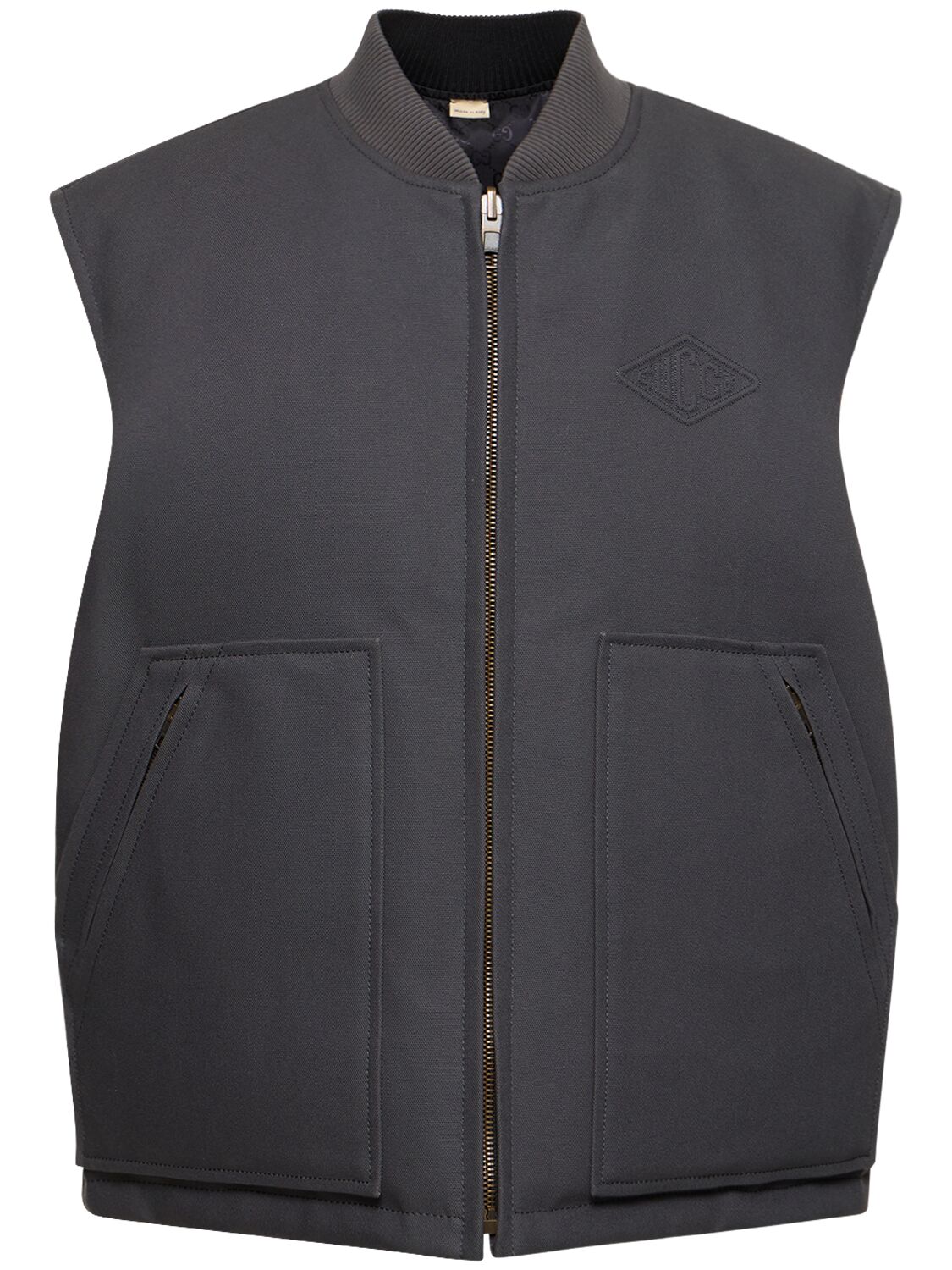 Gucci Cotton Canvas Down Vest In Stone Grey