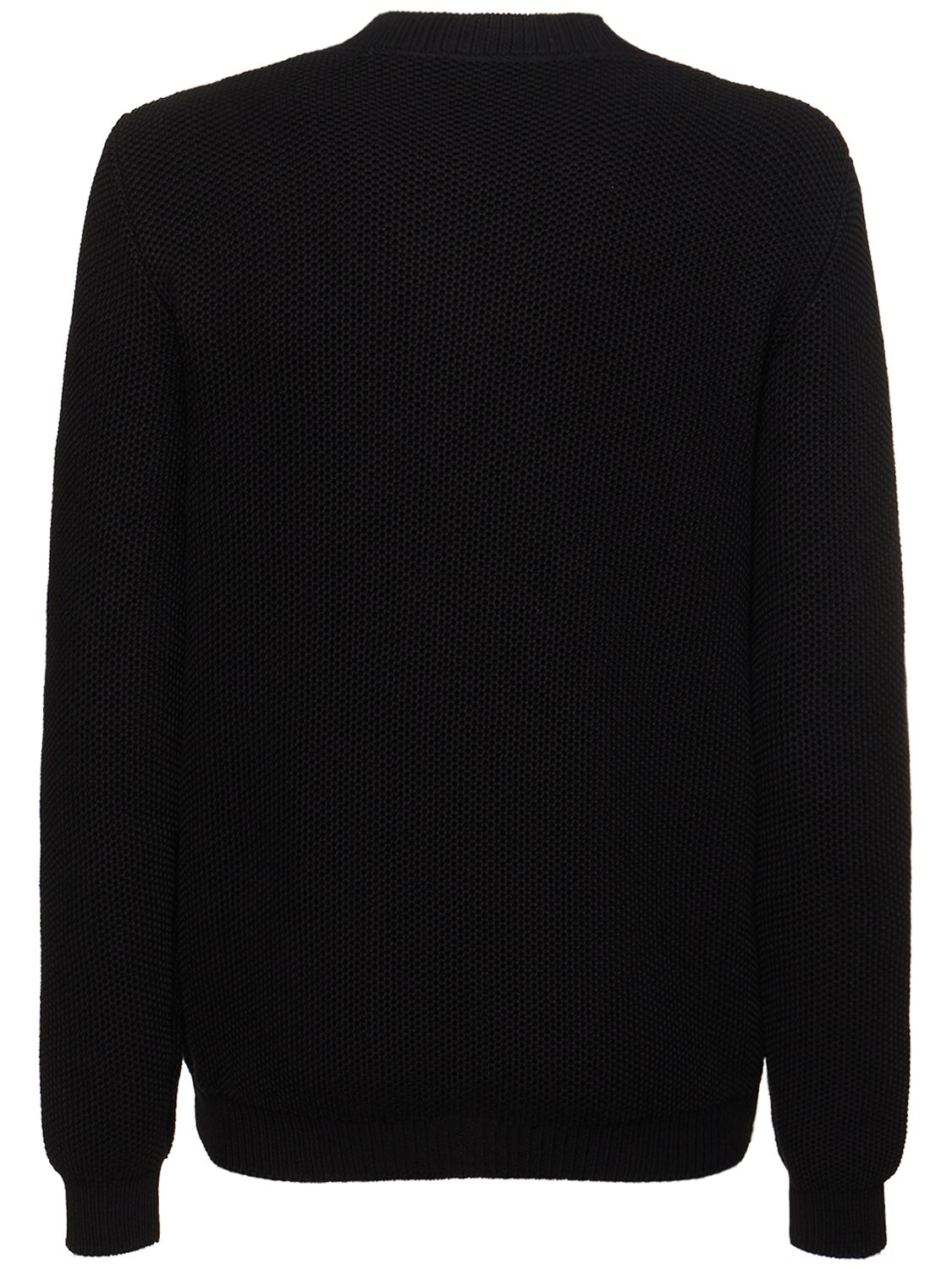 Shop Moschino Teddy Print Cotton Knit Sweater In Black