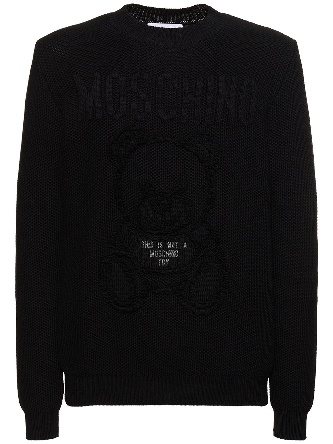 Moschino Tonal Teddy Bear-motif Cotton Jumper In Black