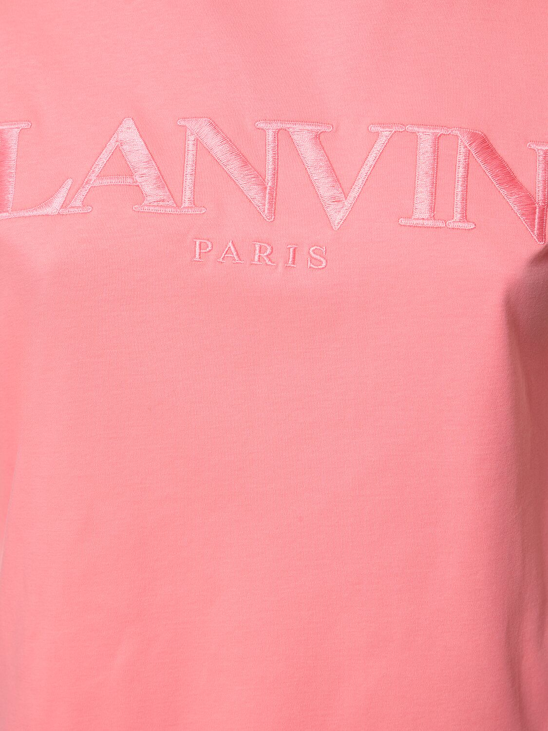 Shop Lanvin Cotton Embroidered Logo Crewneck T-shirt In Pink