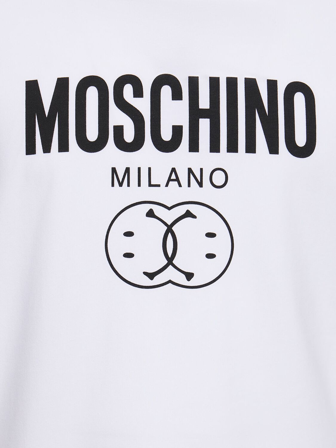 Shop Moschino Logo Print Stretch Cotton Jersey T-shirt In White,black