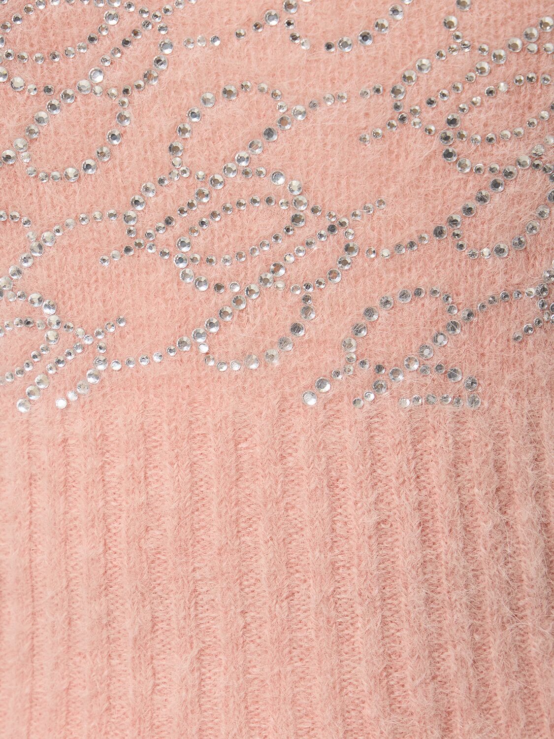 Shop Blumarine Alpaca Blend Knit Tank Top W/crystals In Pink
