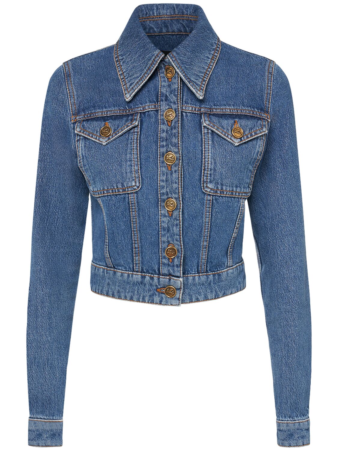 Shop Etro Cotton Denim Jacket In Blue
