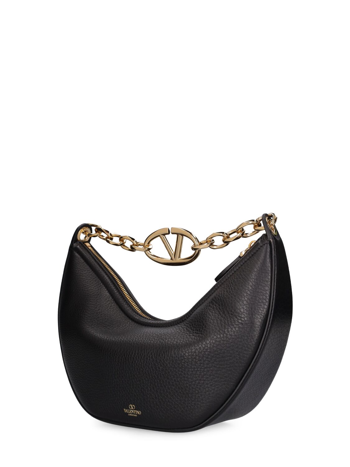 Shop Valentino Small V Logo Gate Leather Top Handle Bag In Black