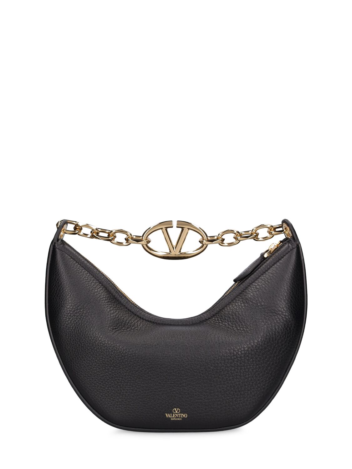 Shop Valentino Small V Logo Gate Leather Top Handle Bag In Black