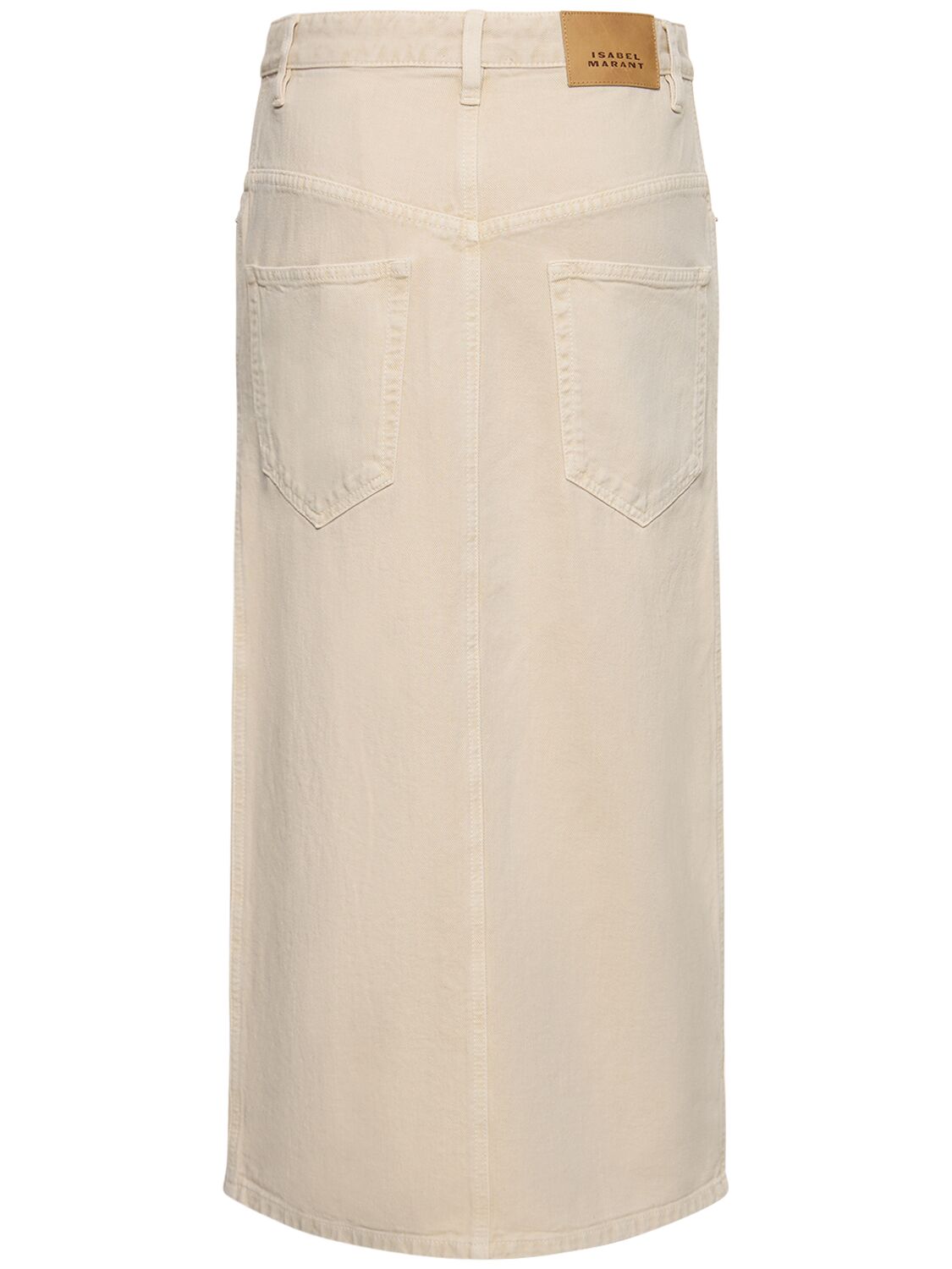 Shop Marant Etoile Vandy Cotton Denim Long Skirt In Beige