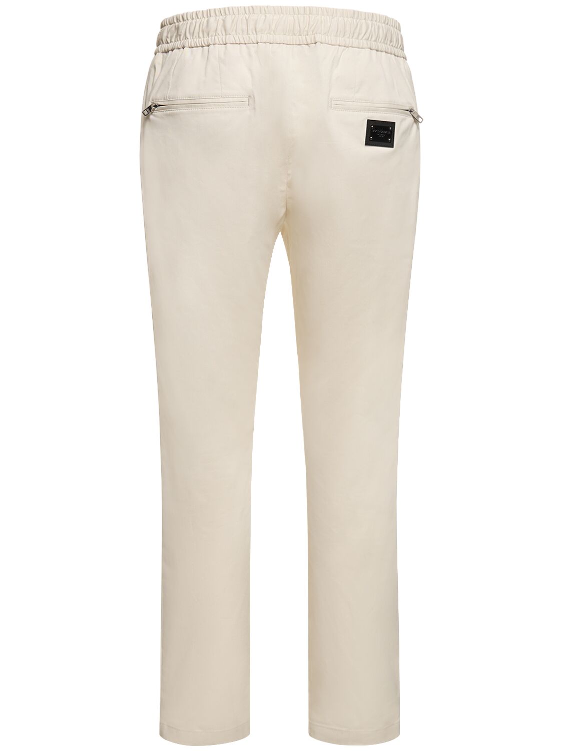 Shop Dolce & Gabbana Stretch Cotton Jogging Pants In Beige Chiarissi