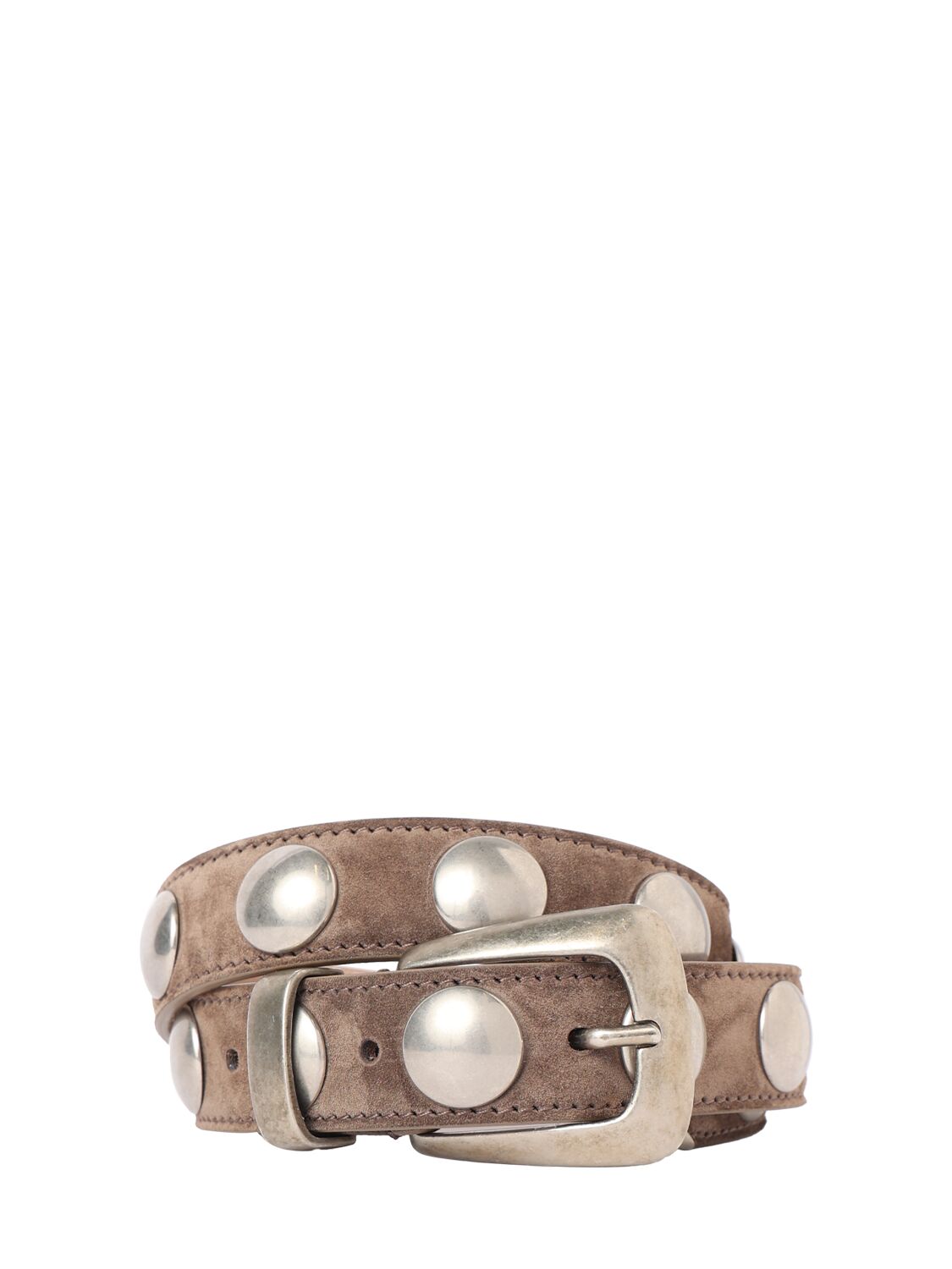 Khaite Benny Studded Suede Belt In Toffee