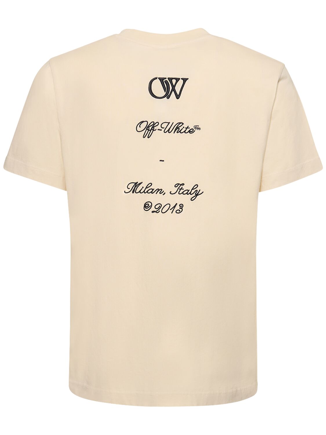 Shop Off-white 23 Logo Slim Cotton T-shirt In Angora Black