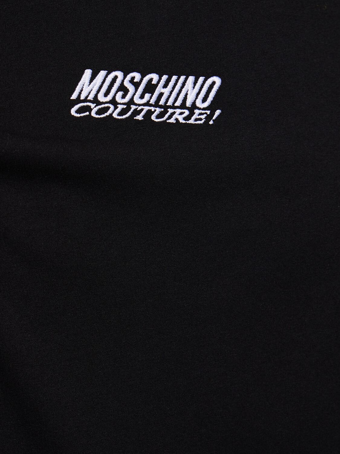 Shop Moschino Logo Embroidery Cotton Jersey T-shirt In Black