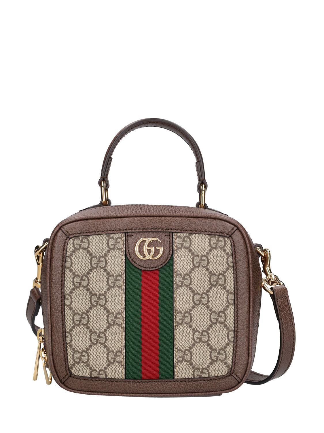 Gucci Mini Ophidia Gg Canvas Top Handle Bag In Brown
