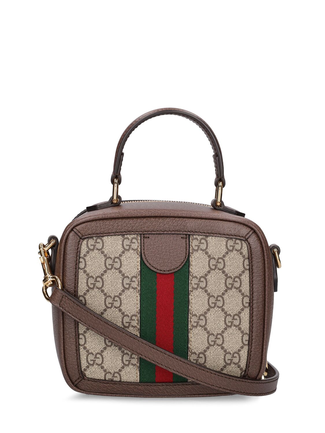 Shop Gucci Mini Ophidia Gg Canvas Top Handle Bag In Ebony