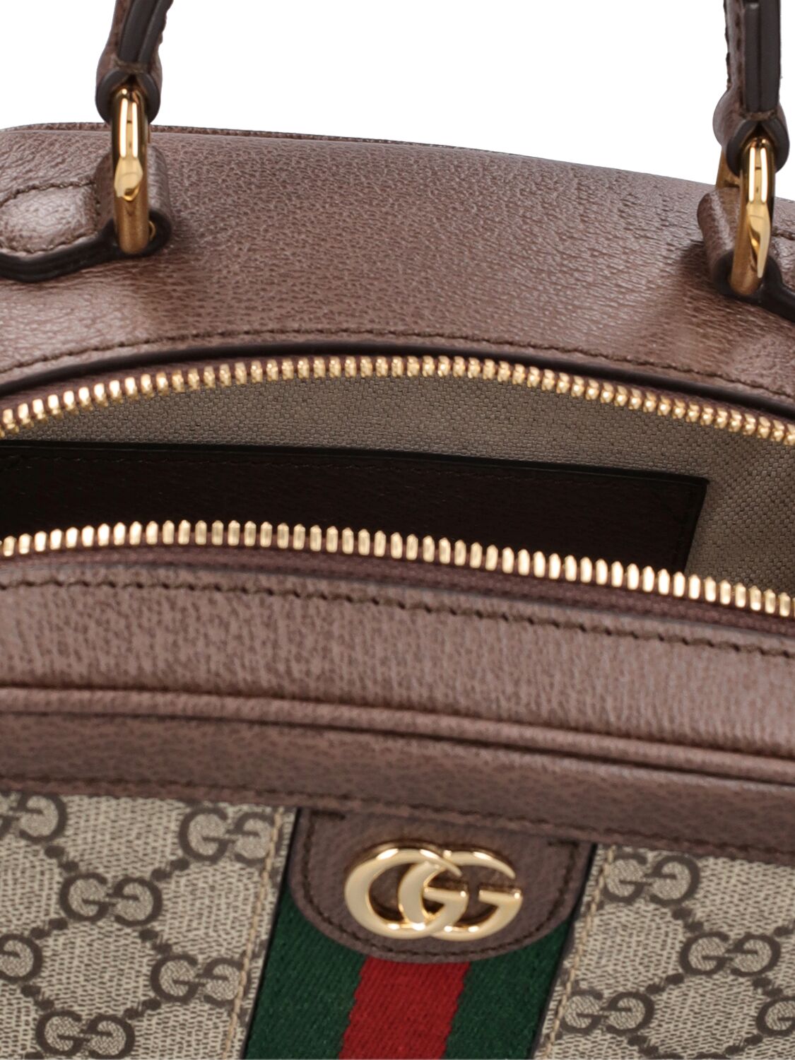 Shop Gucci Mini Ophidia Gg Canvas Top Handle Bag In Ebony