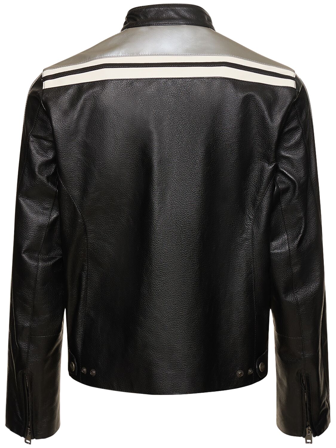 Shop Moschino Logo Leather Biker Jacket In Black