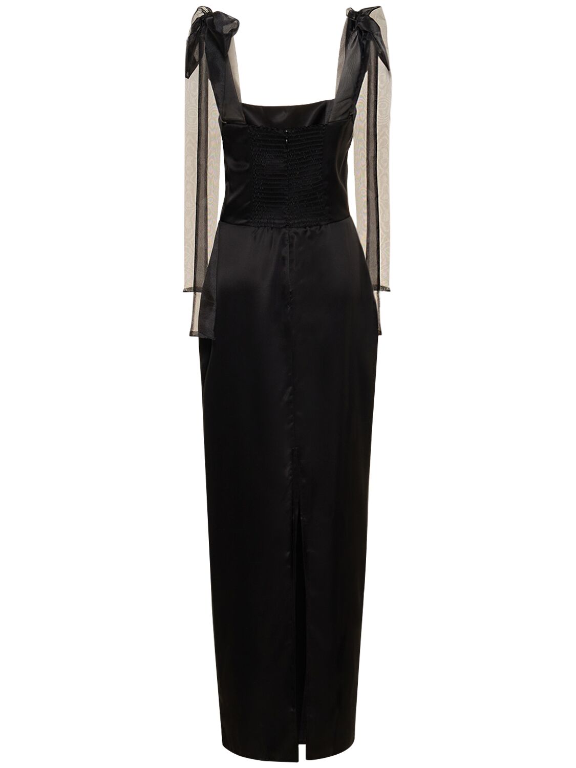 Shop Reformation Kacia Satin Long Dress In Black