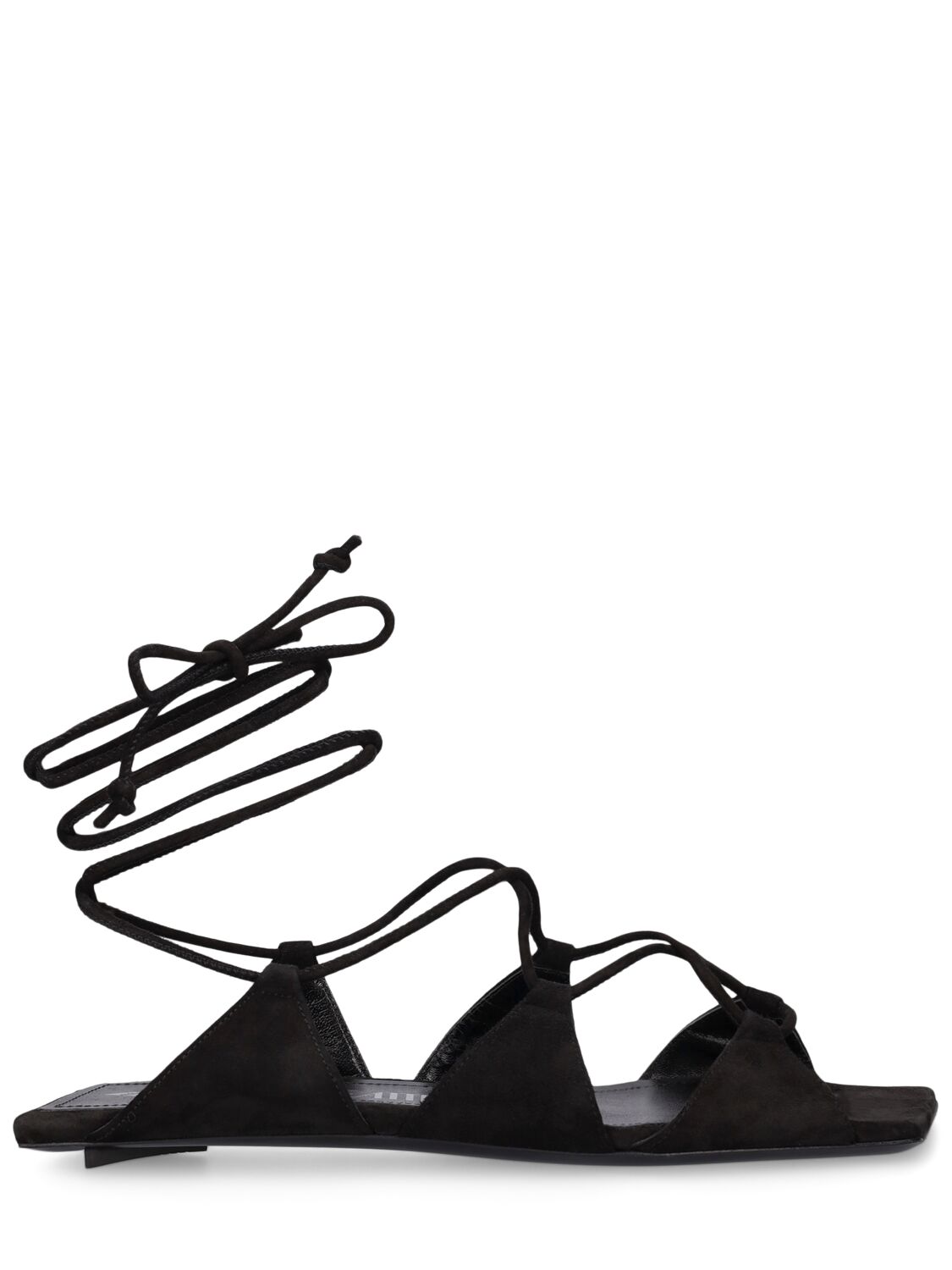 Attico 5mm Reneè Suede Flat Sandals In Black