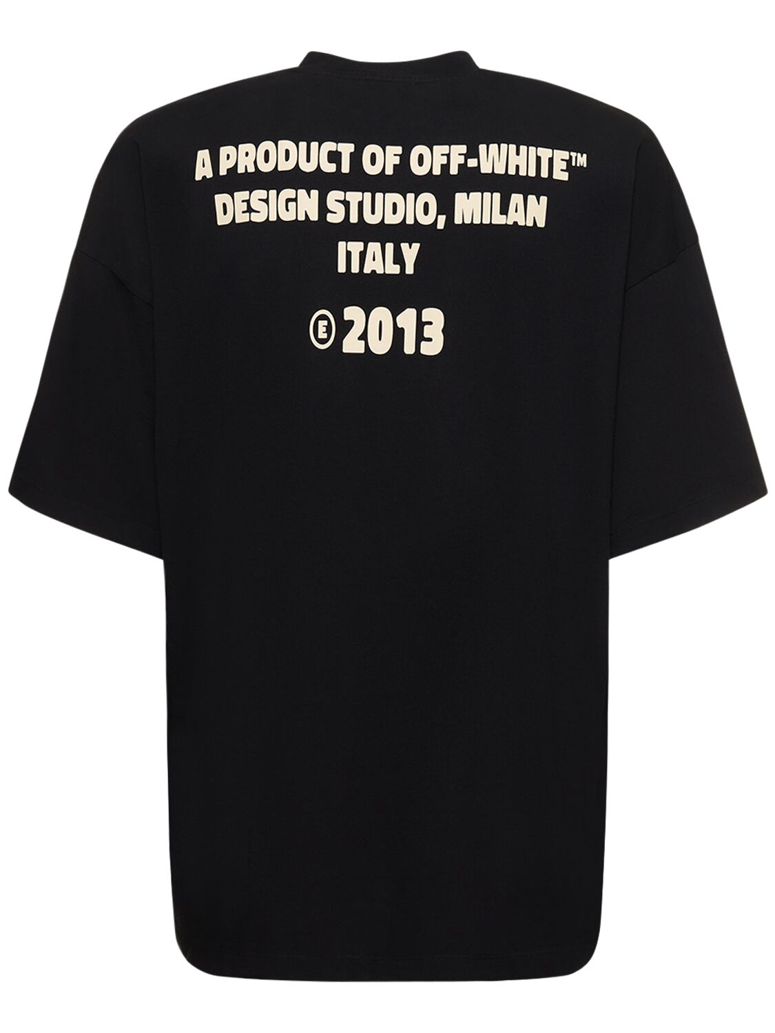 Shop Off-white Cryst Round Logo Over Cotton T-shirt In Black