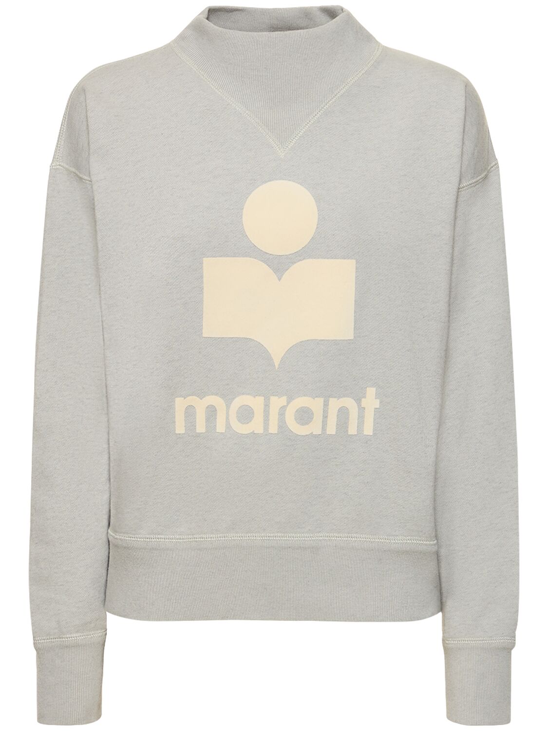 Marant Etoile Moby Logo Cotton Blend Sweatshirt In Light Blue,ecru