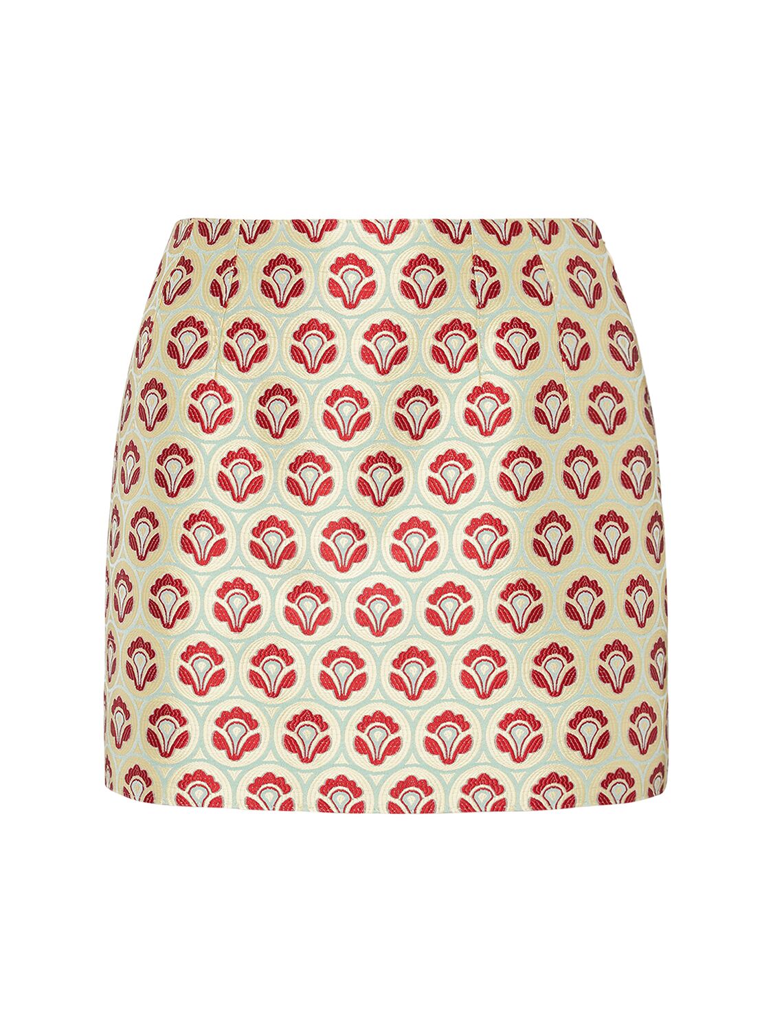Shop Etro Jacquard Mini Skirt In Green,multi