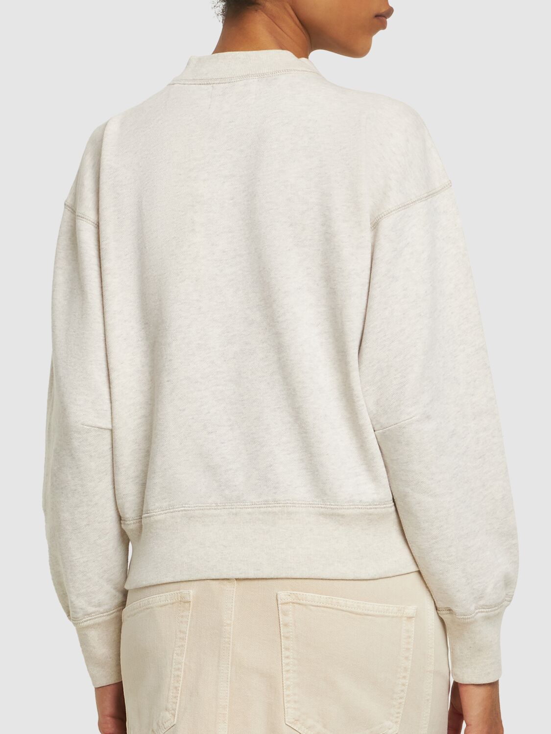 Shop Marant Etoile Moby Logo Cotton Blend Sweatshirt In Naturfarben