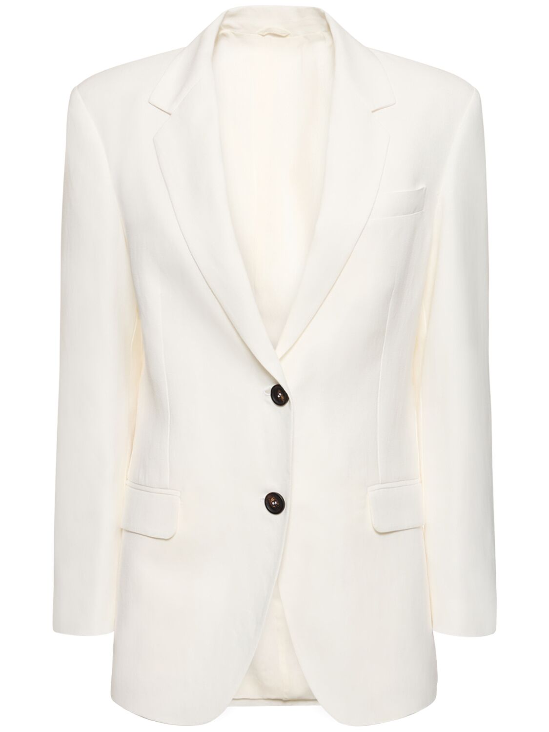 Brunello Cucinelli Fluid Twill Single Breasted Jacket In White
