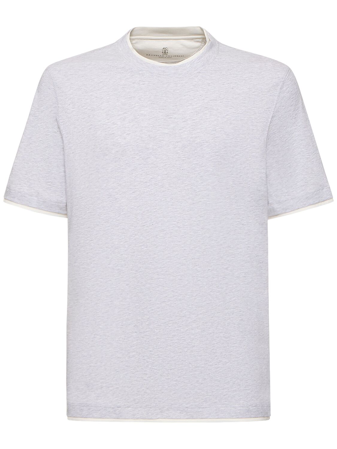 Brunello Cucinelli Layered Cotton Jersey Solid T-shirt In Grey