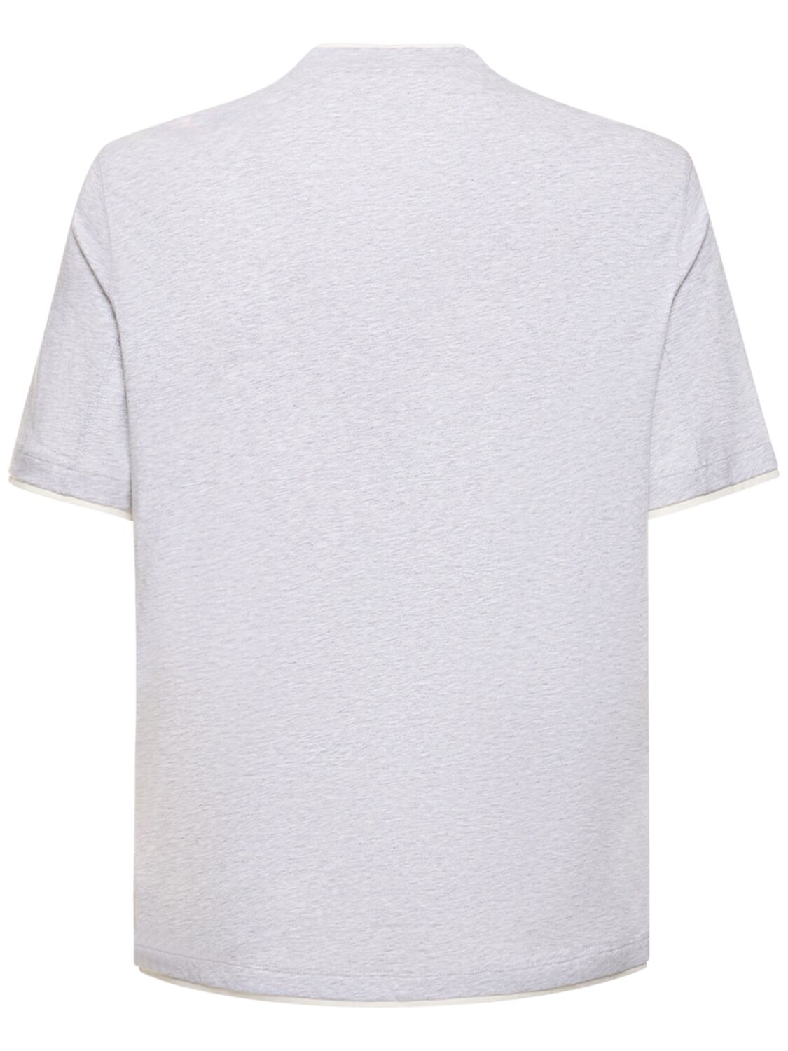 Shop Brunello Cucinelli Layered Cotton Jersey Solid T-shirt In Grey