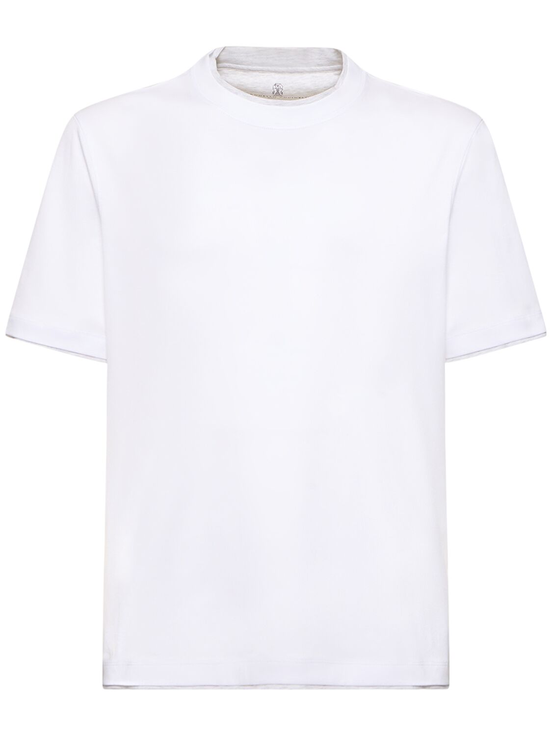 Brunello Cucinelli Layered Cotton Jersey Solid T-shirt In White