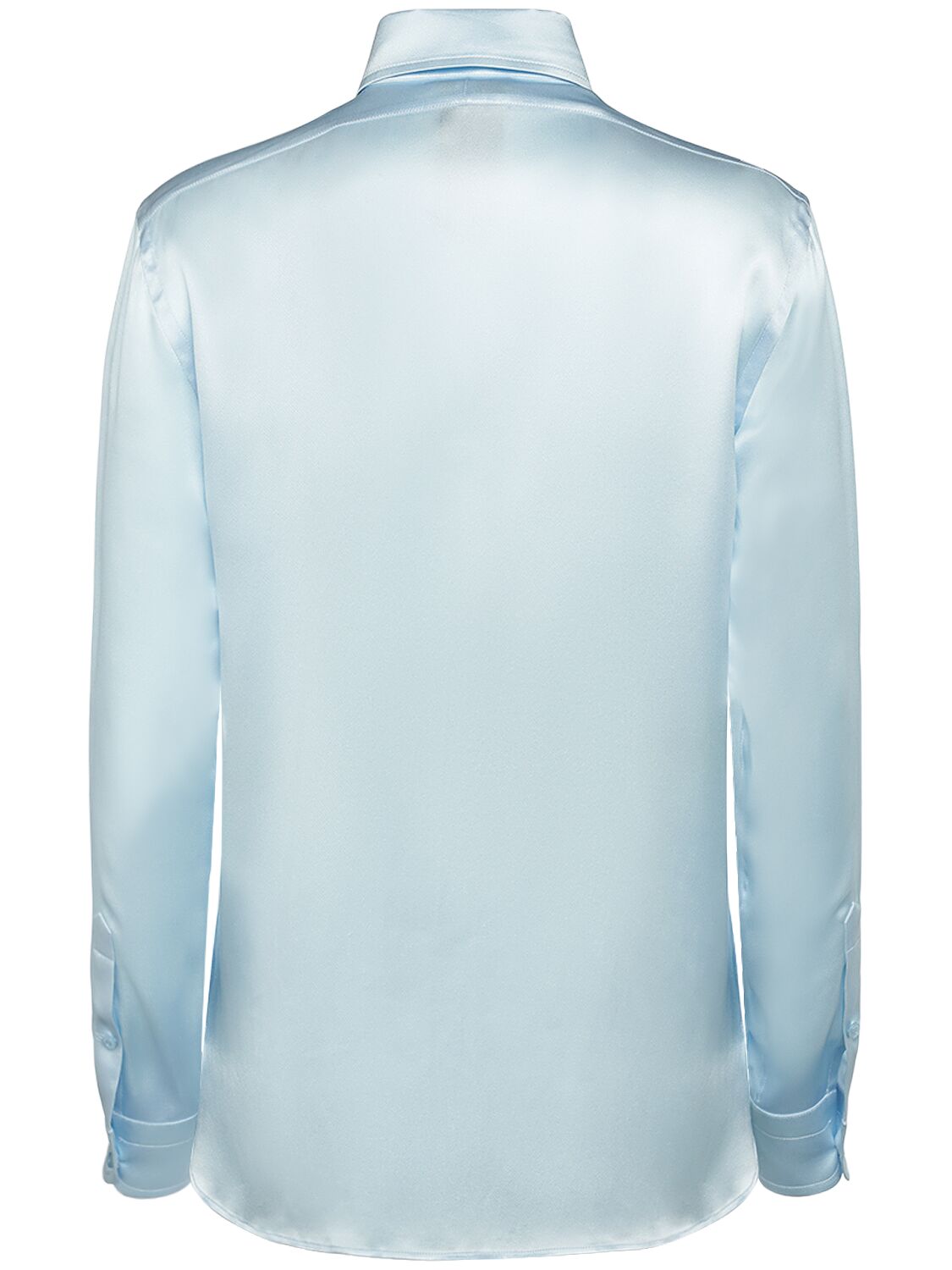 Shop Tom Ford Fluid Charmeuse Silk Shirt In Light Blue