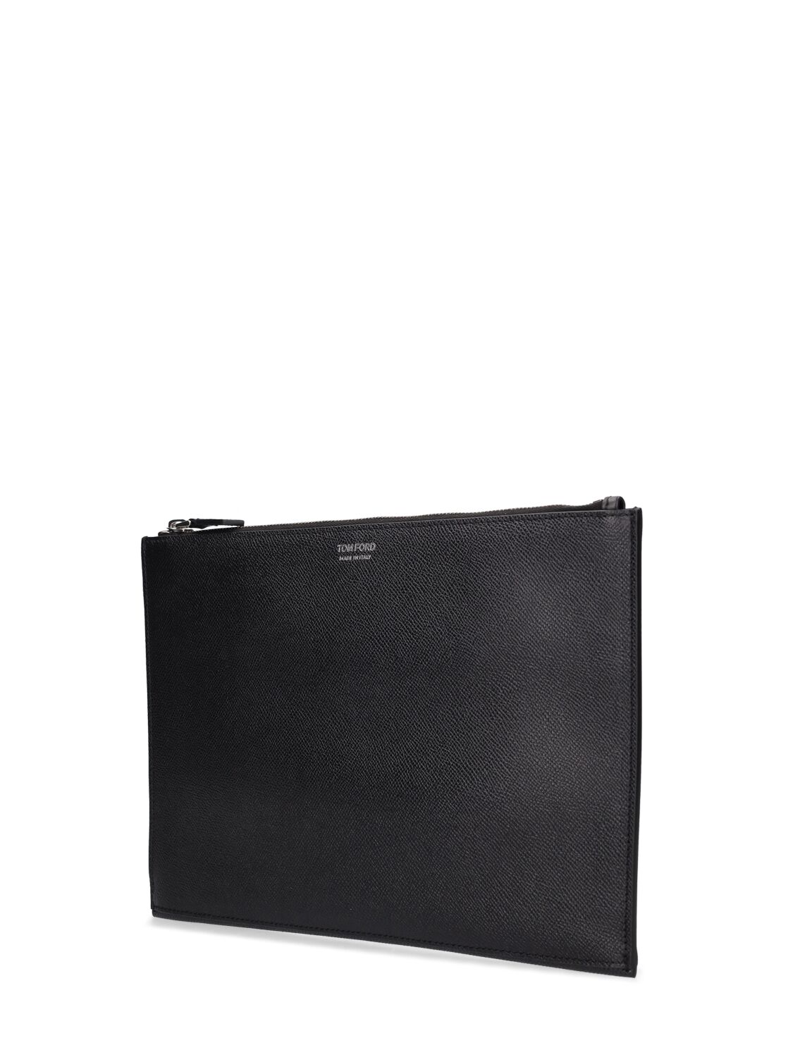Shop Tom Ford Small Grain Leather Pouch W/strap In Black