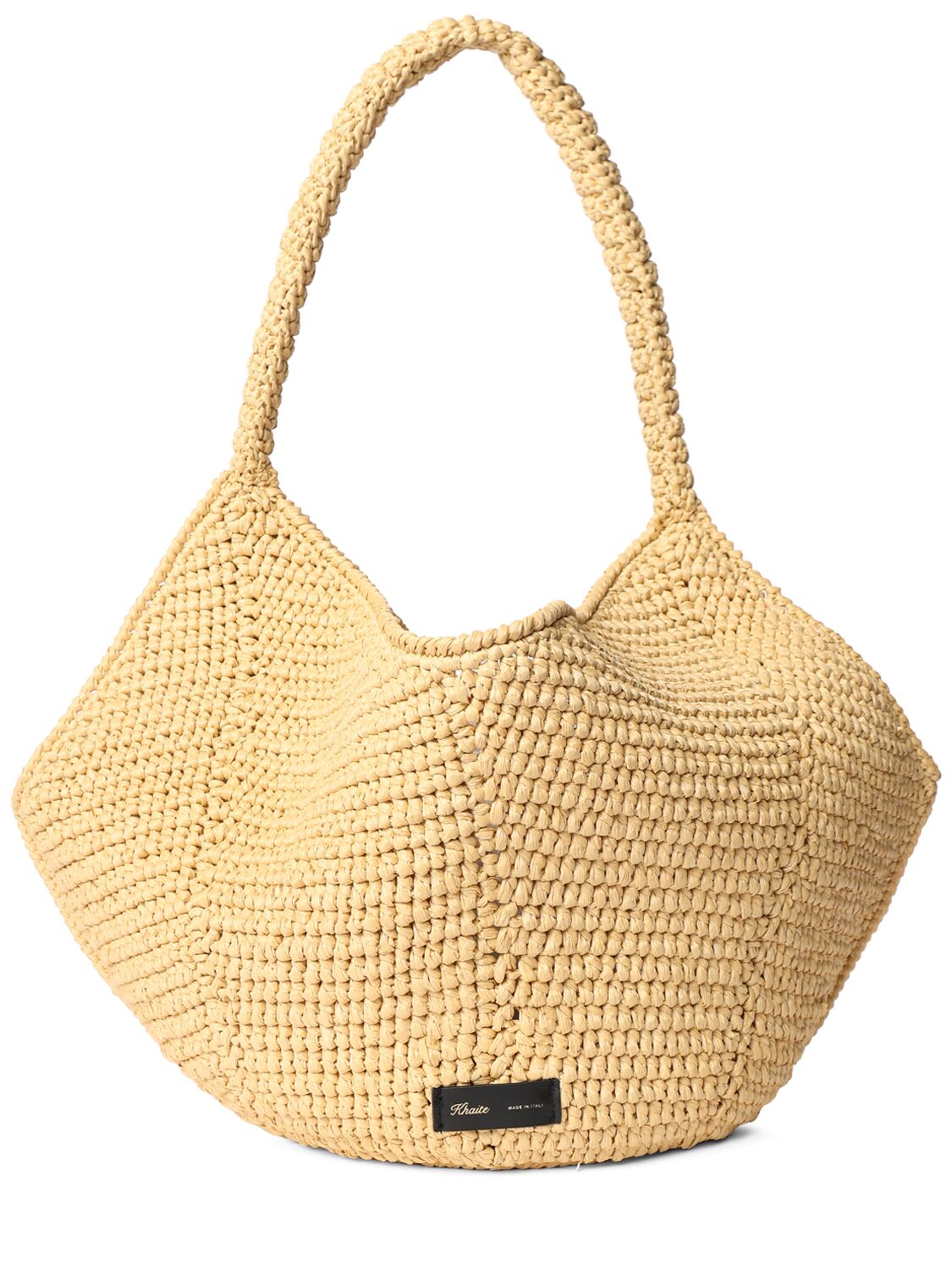 Image of Medium Lotus Raffia Effect Shoulder Bag