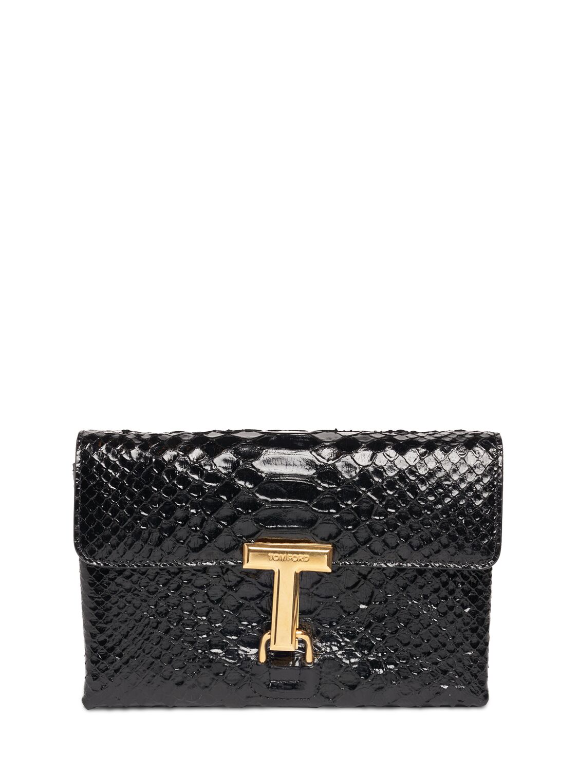Tom Ford Mini Glossy Snake Embossed Leather Bag In Black