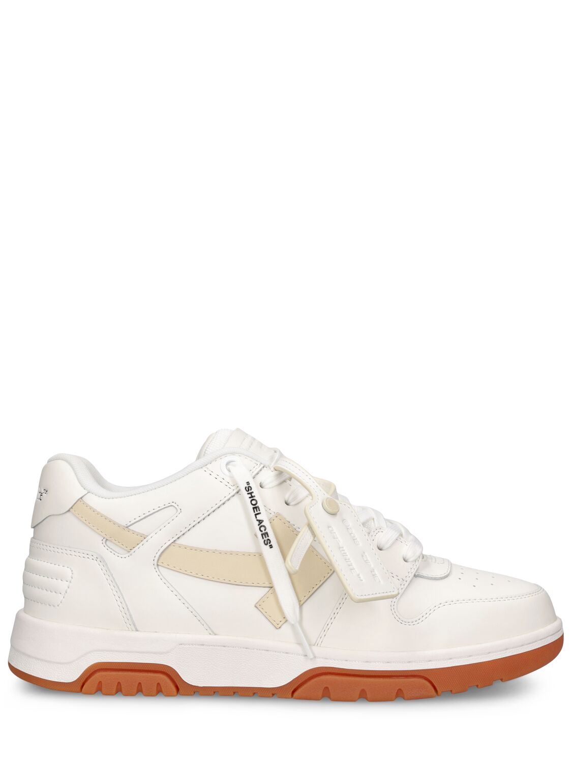 Shop Off-white Out Of Office Leather Sneakers In White,beige