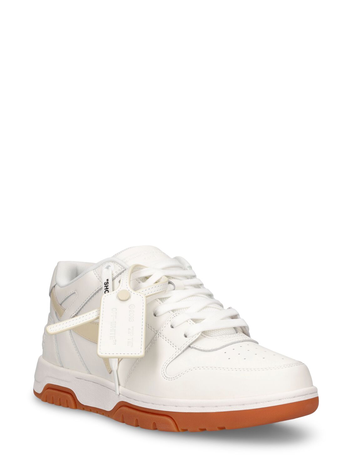 Shop Off-white Out Of Office Leather Sneakers In White,beige