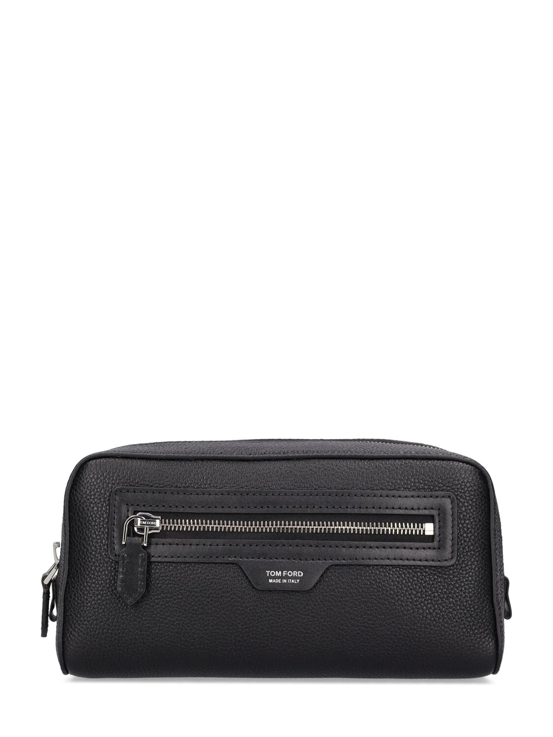Tom Ford Full-grain Leather Wash Bag In Black