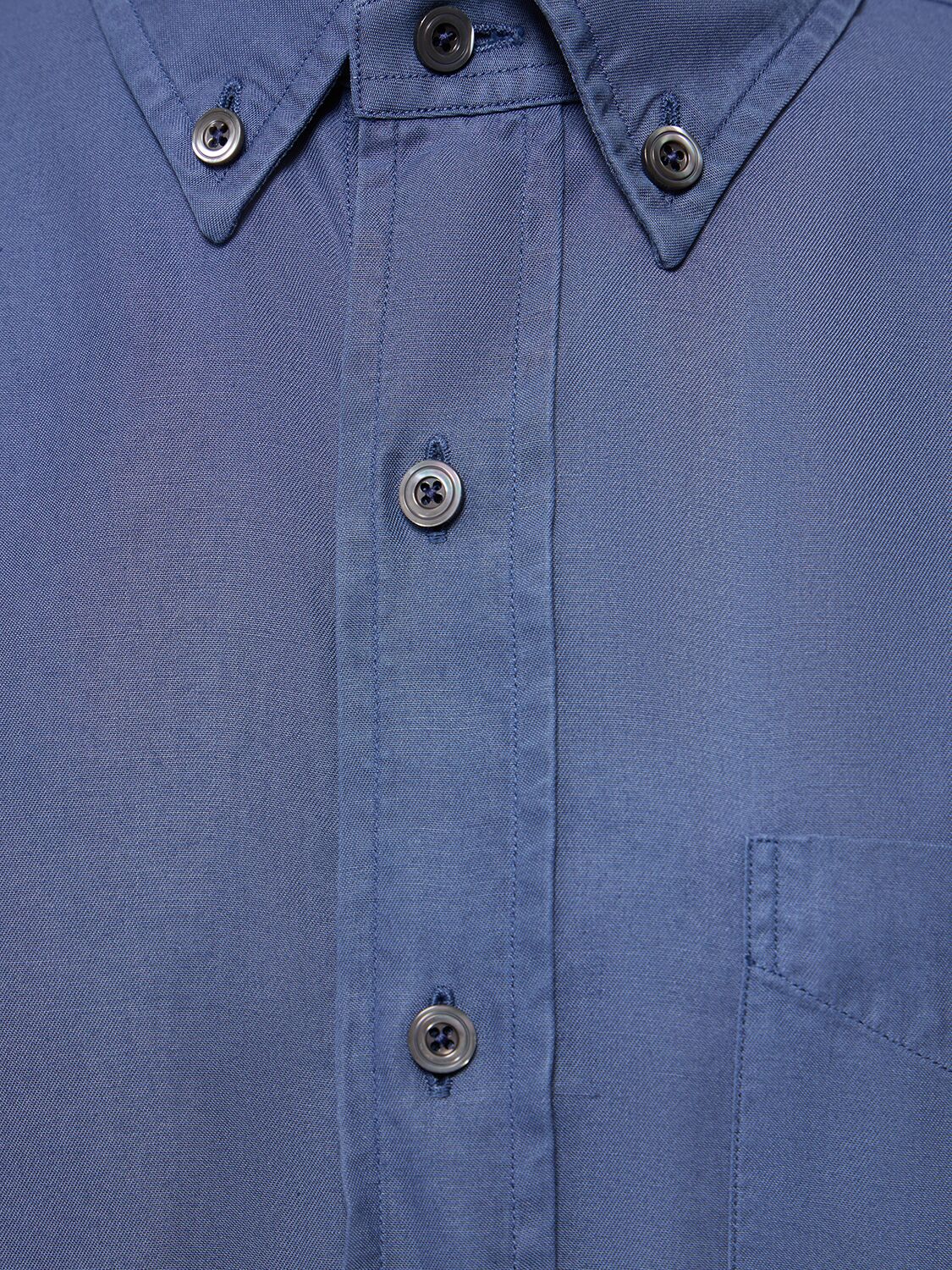 Shop Tom Ford Slim Fit Lyocell Shirt In Blue