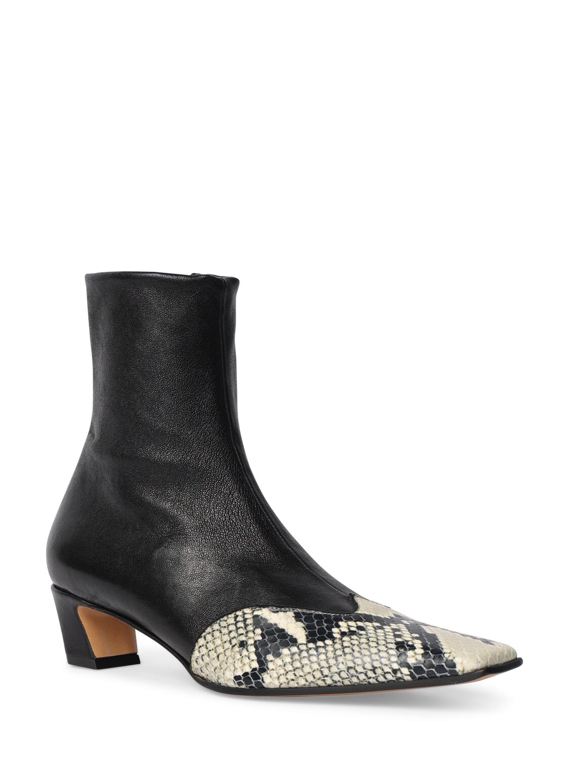 Shop Khaite 40mm Nevada Leather Ankle Boots In Black,beige