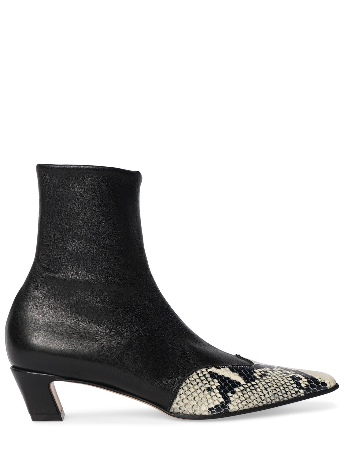 Shop Khaite 40mm Nevada Leather Ankle Boots In Black,beige