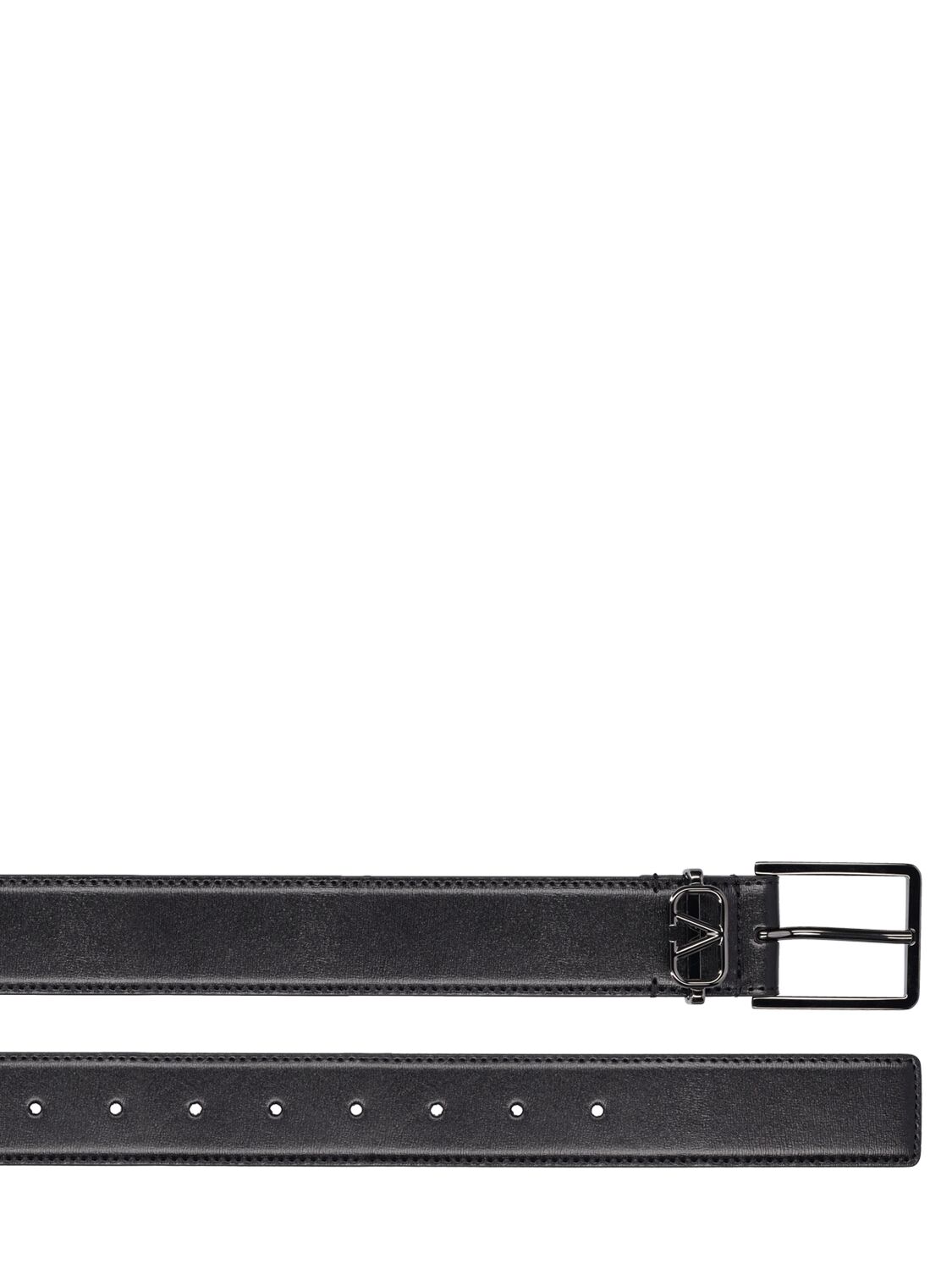 Shop Valentino 35mm V Logo Signature Leather Belt In Black