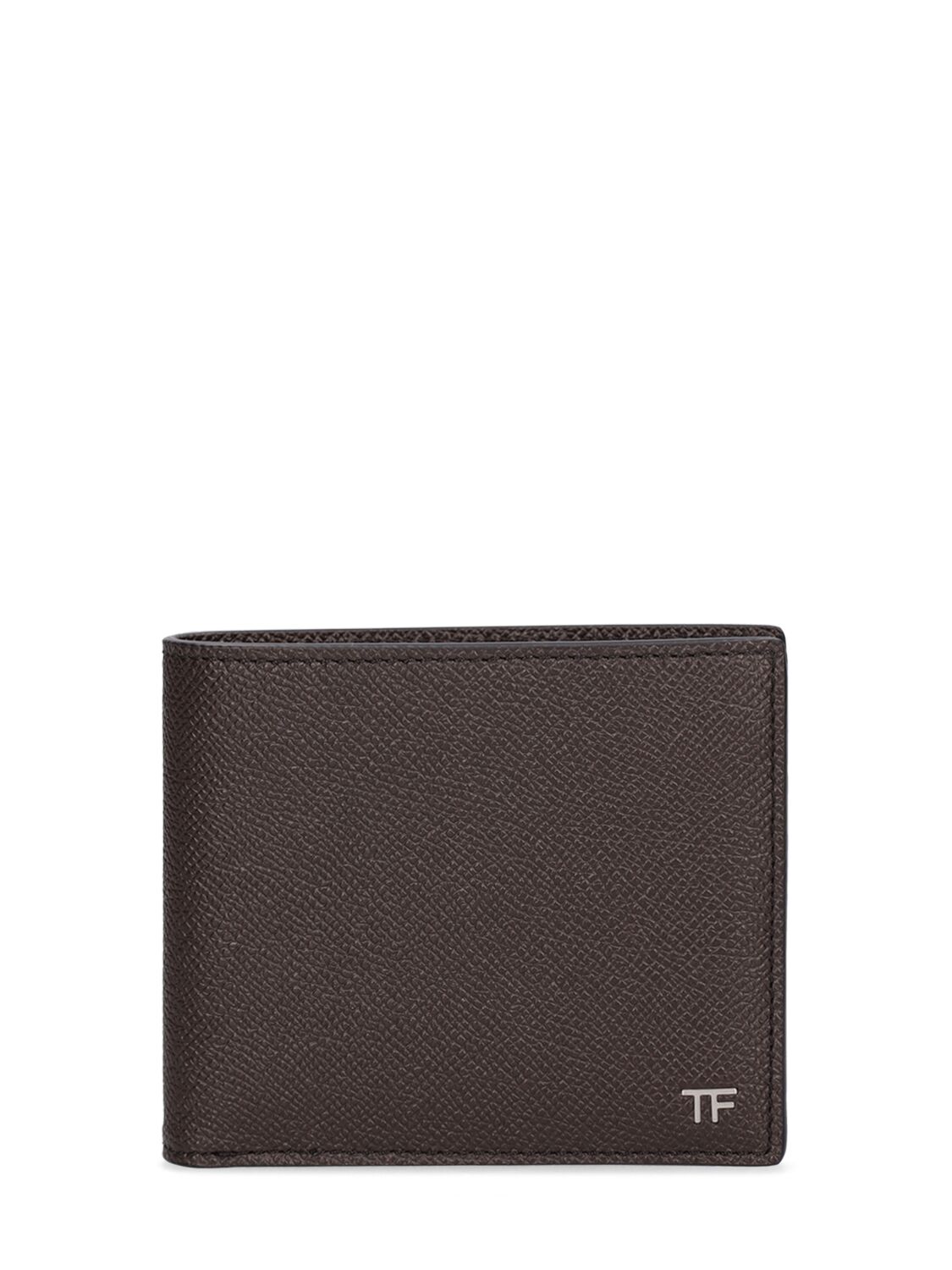 Tom Ford Saffiano Leather Bifold Wallet In Chocolate