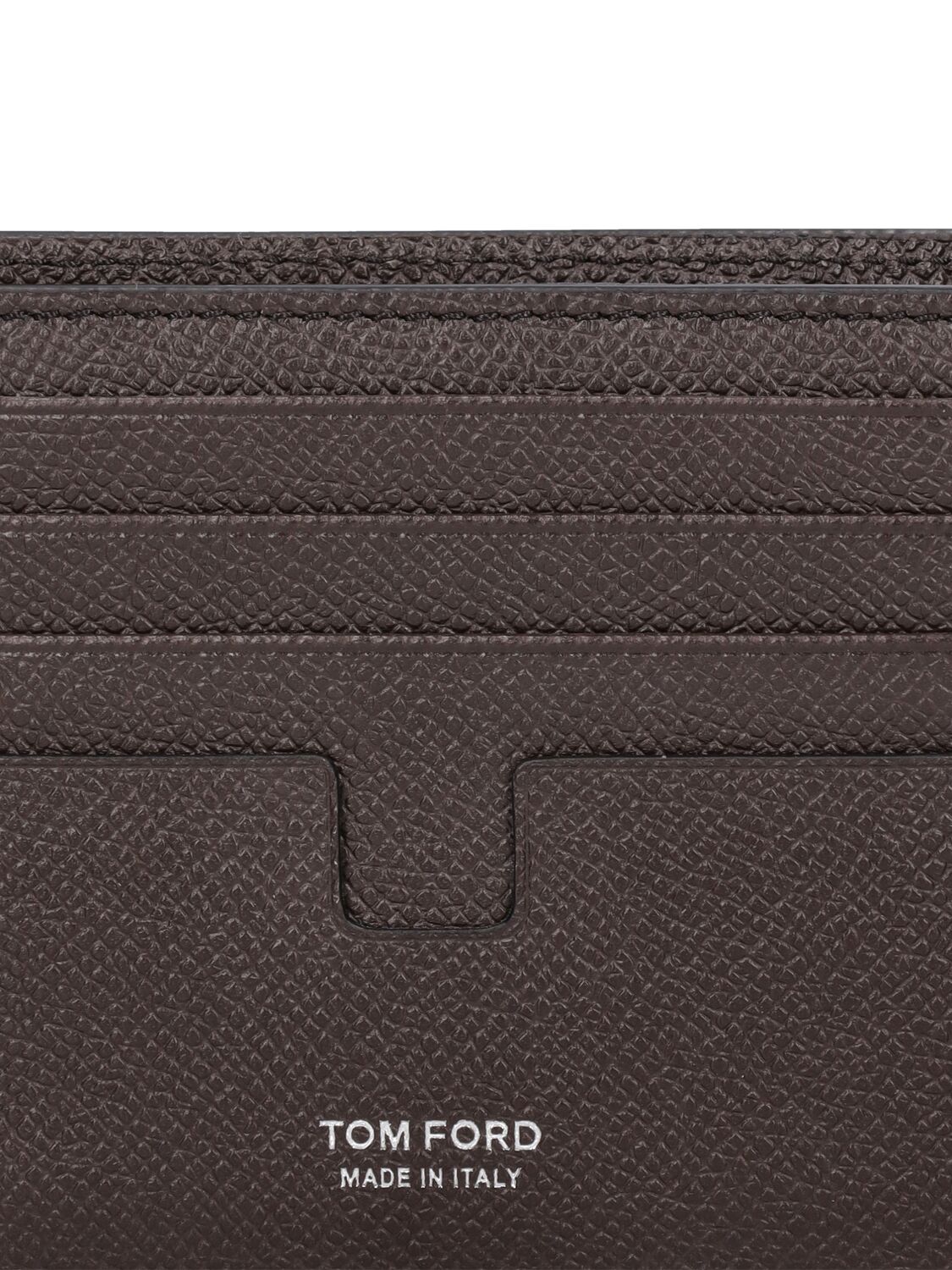 Shop Tom Ford Saffiano Leather Bifold Wallet In Chocolate
