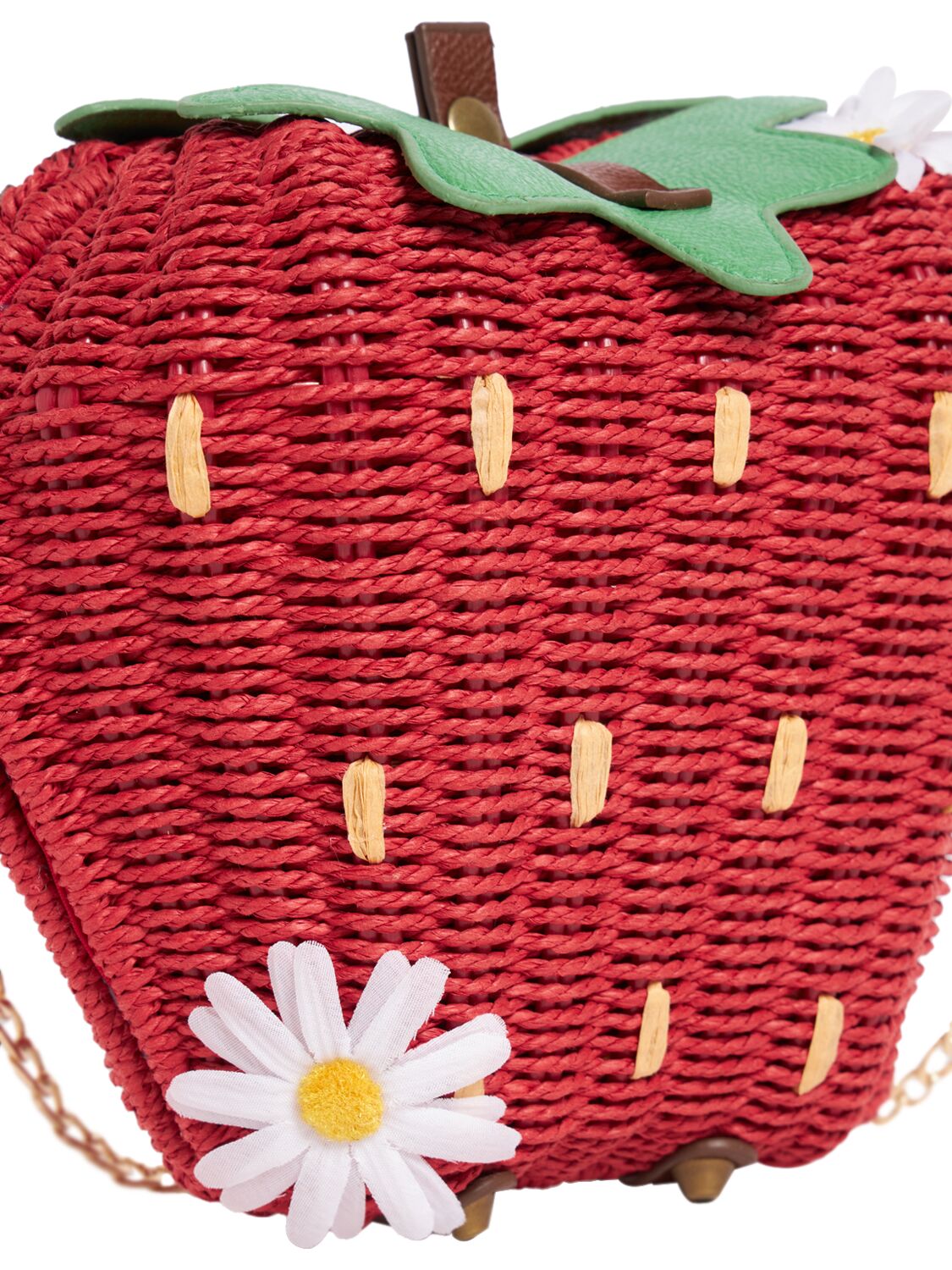 Shop Monnalisa Strawberry Raffia Bag In Red