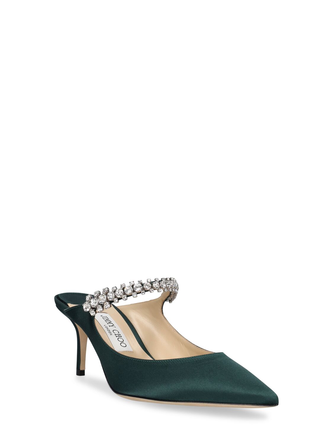 Shop Jimmy Choo 65mm Bing Satin Pumps In Dark Green