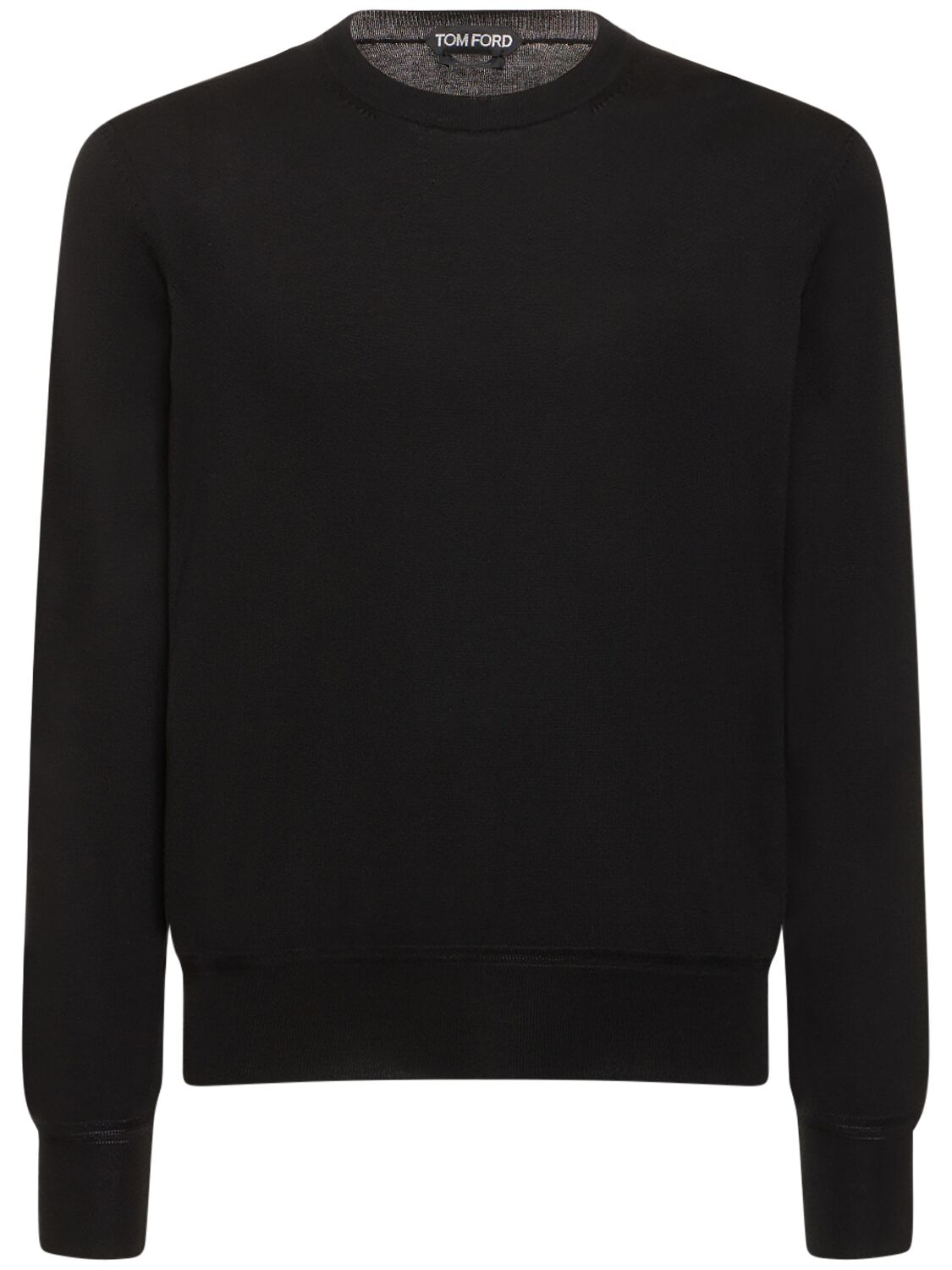 Tom Ford Superfine Cotton Crewneck Sweater In Black