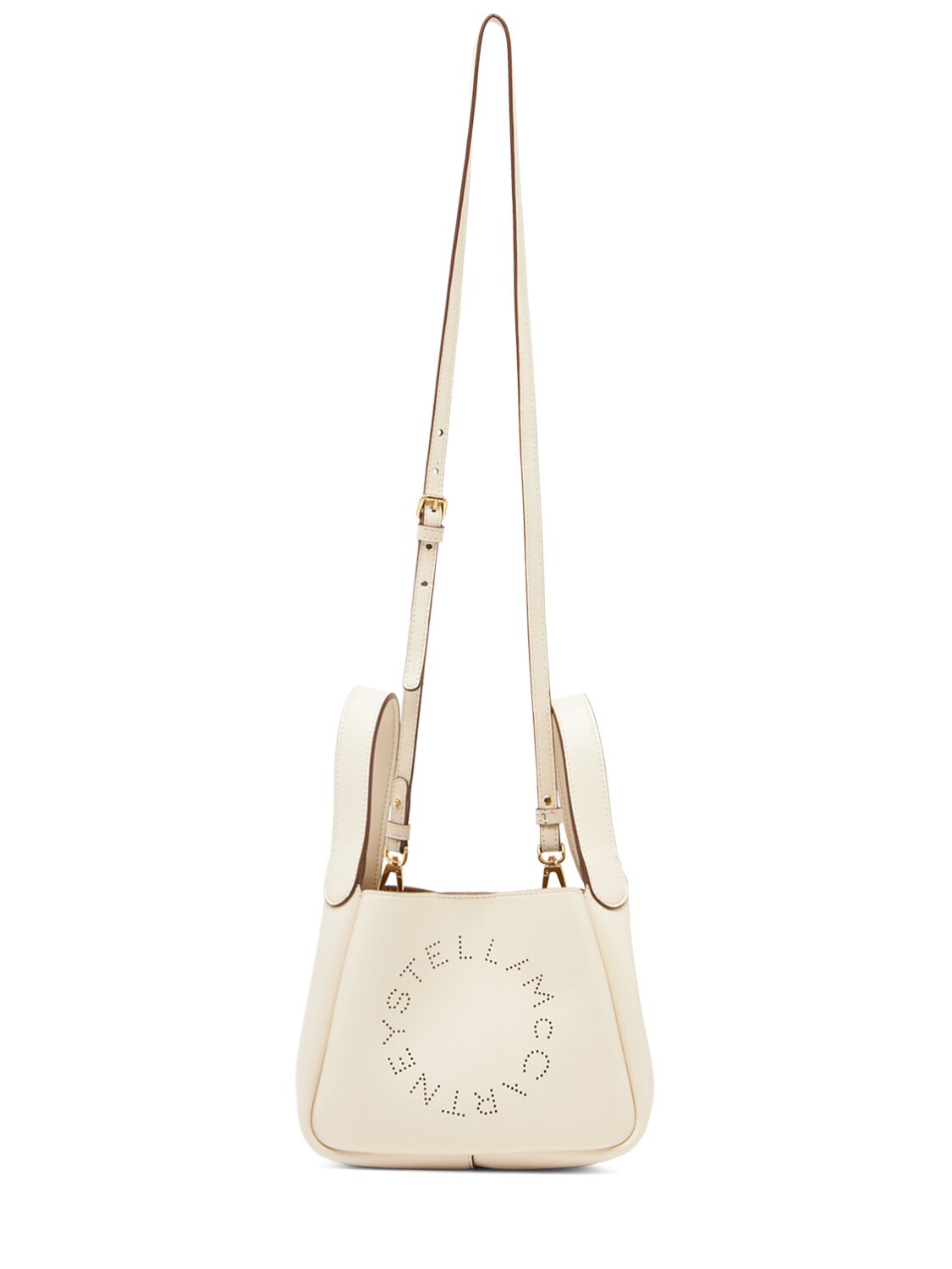 Shop Stella Mccartney Logo Faux Leather Crossbody Bag In Pure White