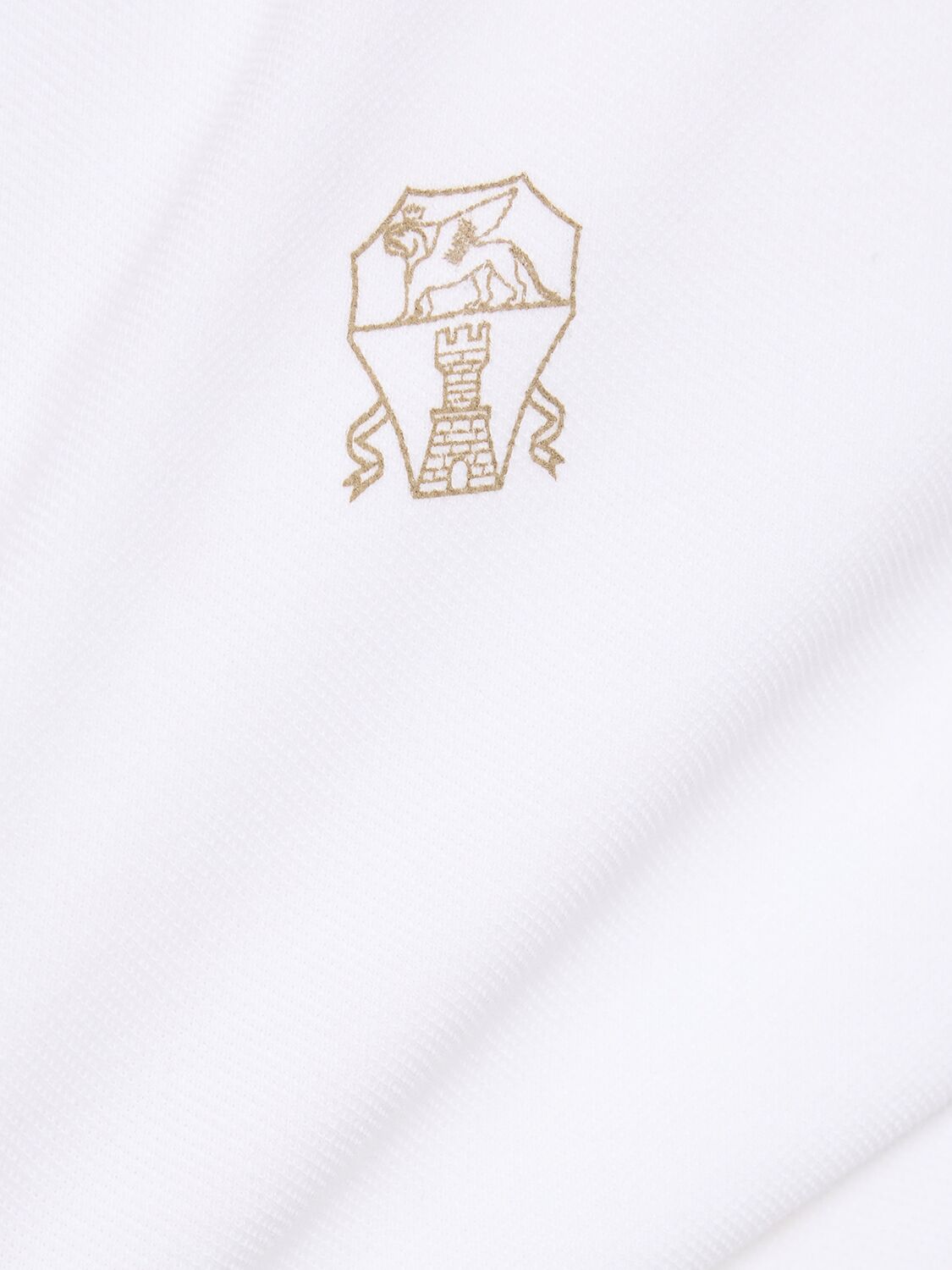 Shop Brunello Cucinelli Cotton Piquet Logo Polo In White