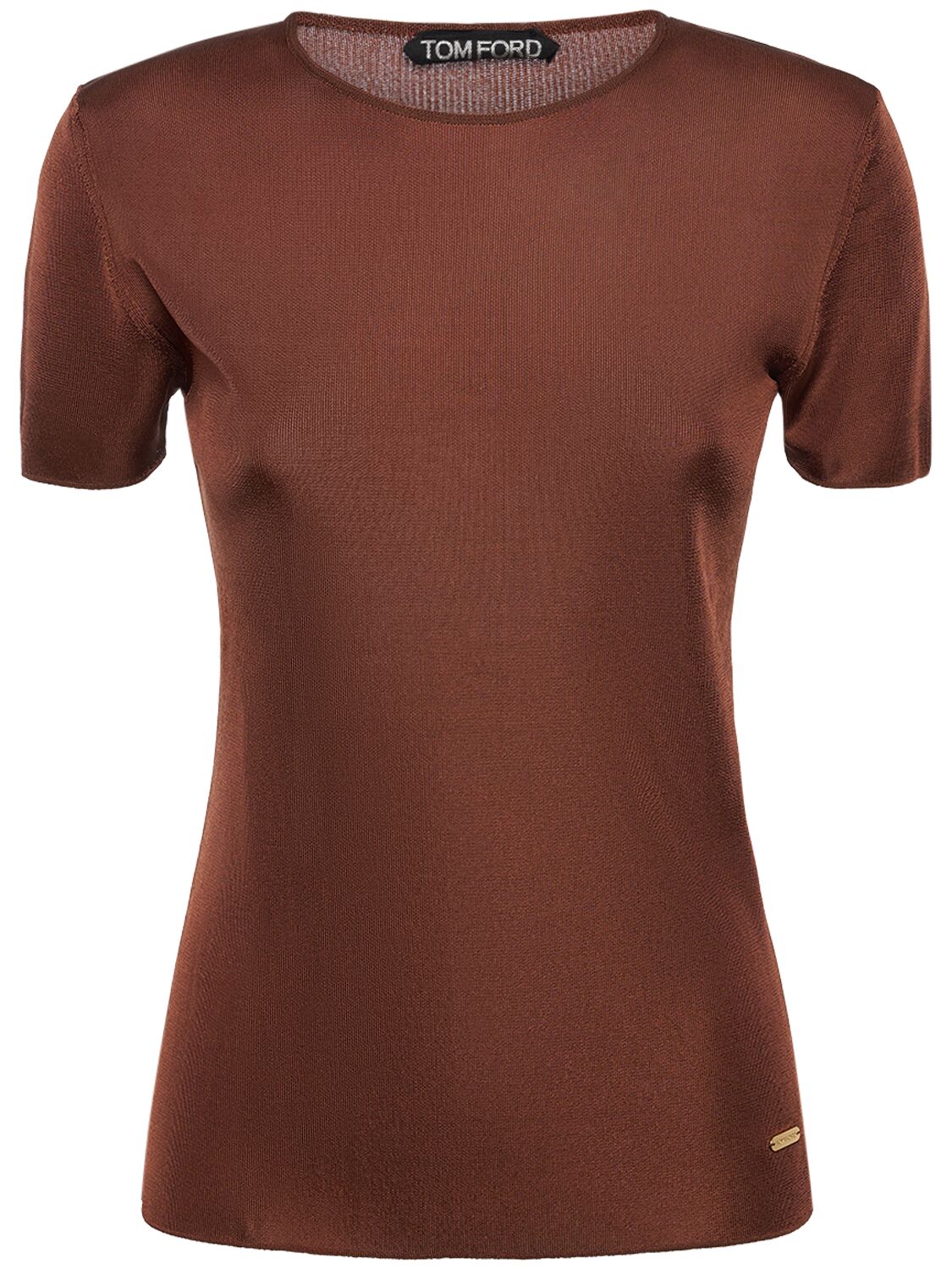 Tom Ford Compact Slinky Viscose T-shirt In Brown