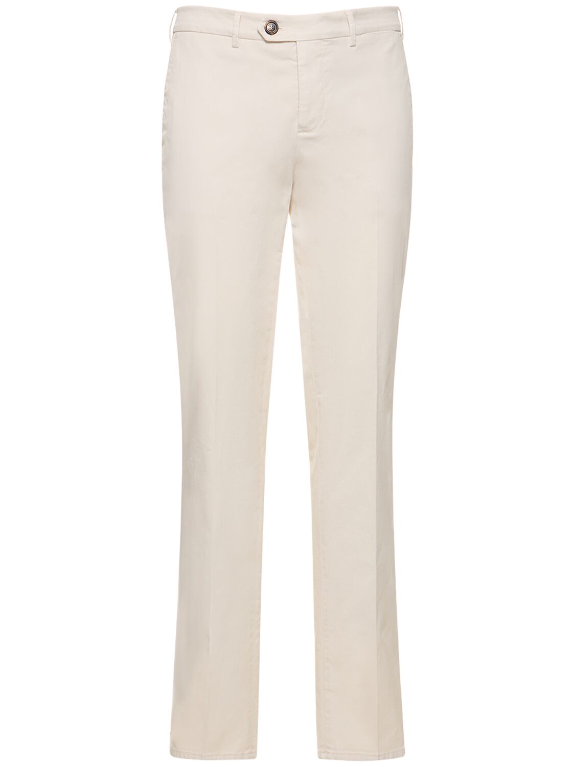 Brunello Cucinelli Dyed Cotton Gabardine Pants In Blanc_casse
