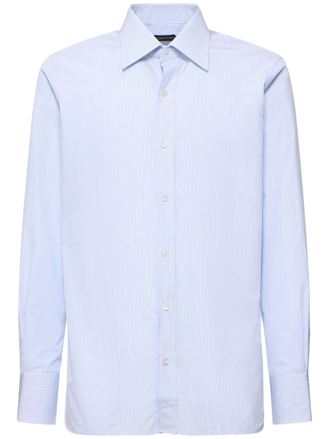 Shop Tom Ford Striped Cotton Shirt In White Lightblue