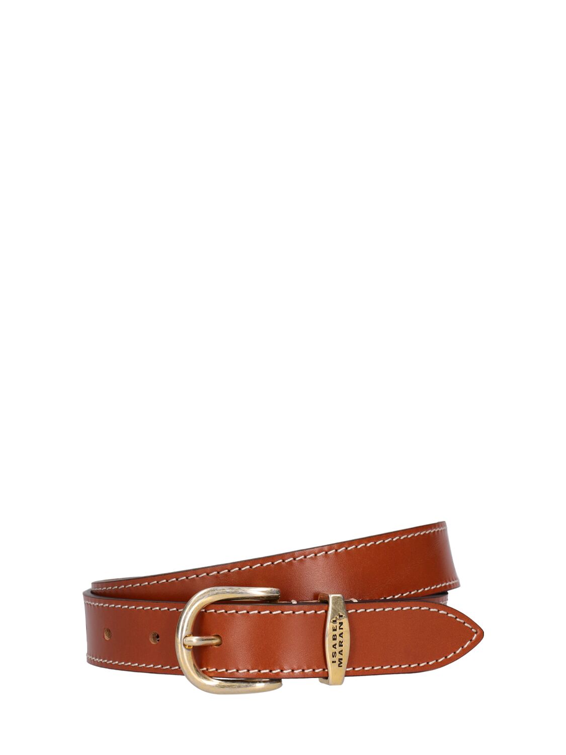 Shop Isabel Marant Zadd Leather Belt In Natural,gold